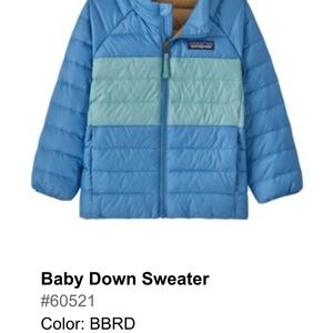 Patagonia Baby Down Sweater in Light Blue and Aqua